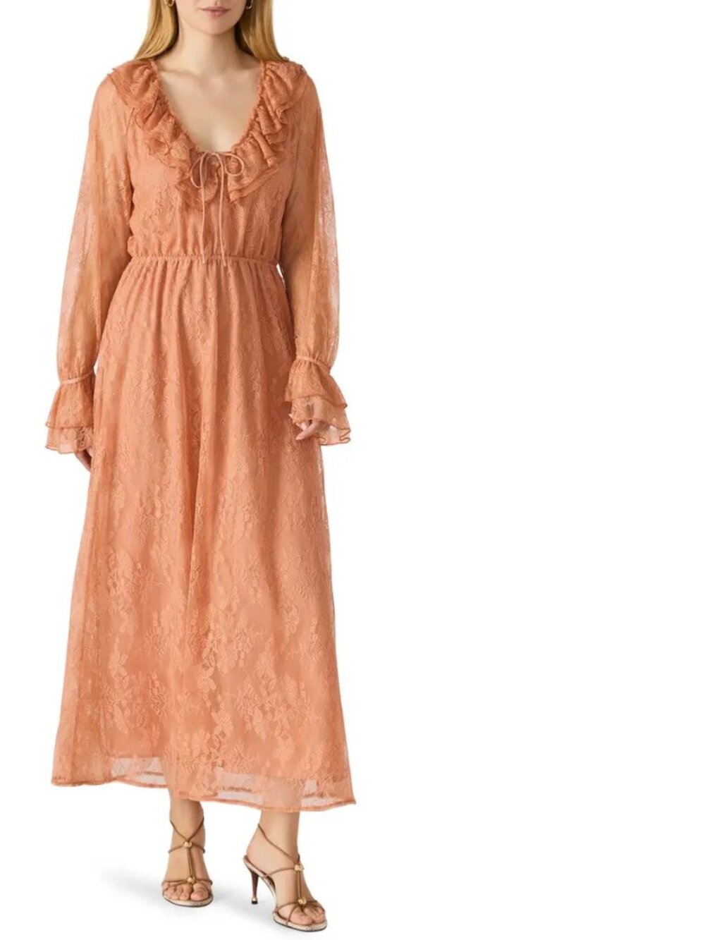 Steve Madden Rosabella Long Sleeve Lace Dress Size Large in Clay color- NWT